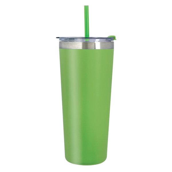 Double-wall vacuum insulated stainless steel 24-ounce tumbler with snap-on lid, flip... from ASI 61125 Hit Promotional Products / Hit®