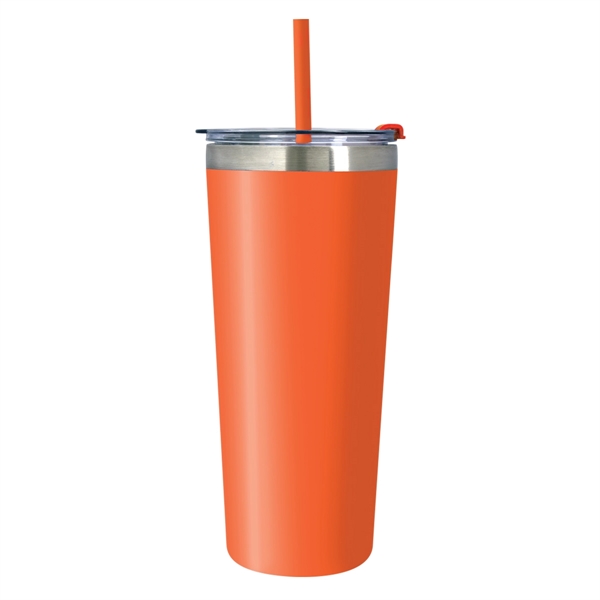 Double-wall vacuum insulated stainless steel 24-ounce tumbler with snap-on lid, flip... from ASI 61125 Hit Promotional Products / Hit®