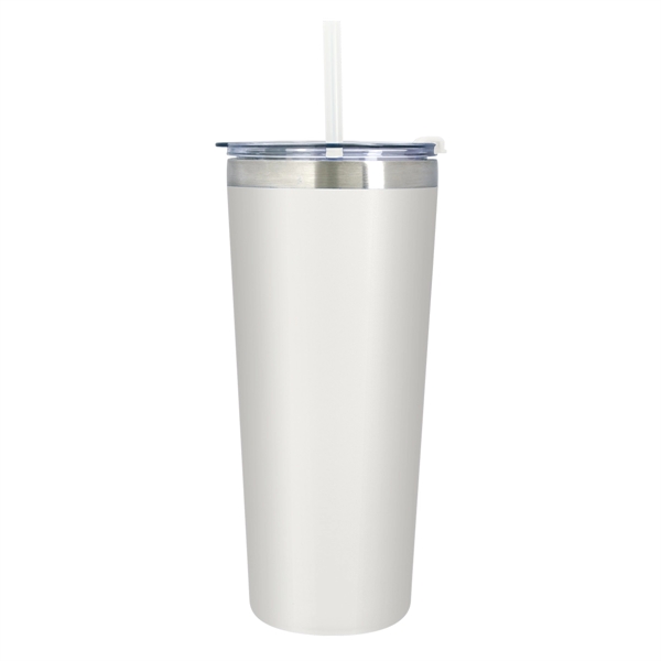 Double-wall vacuum insulated stainless steel 24-ounce tumbler with snap-on lid, flip... from ASI 61125 Hit Promotional Products / Hit®