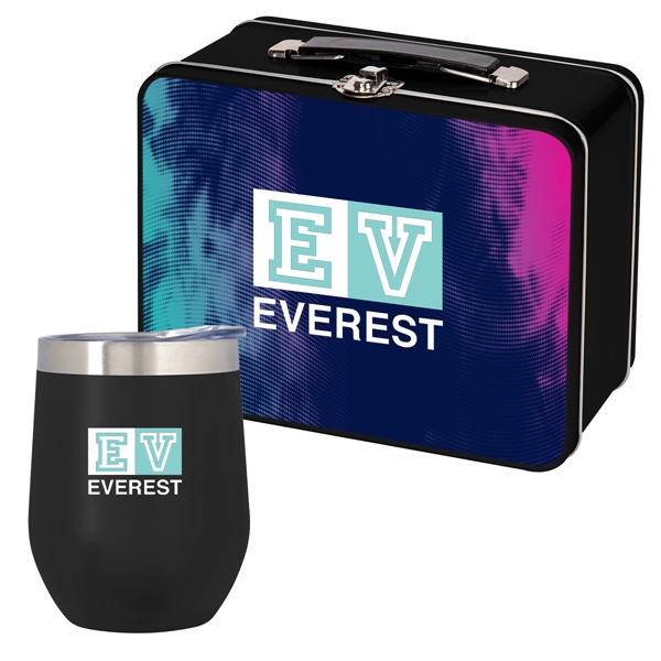 Gift set that includes a tin retro-style lunchbox and 12 ounce... from ASI 61125 Hit Promotional Products / Hit®