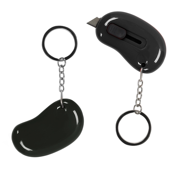 Plastic retractable kidney-shaped carton cutter on metal split ring keychain.... from ASI 61125 Hit Promotional Products / Hit®