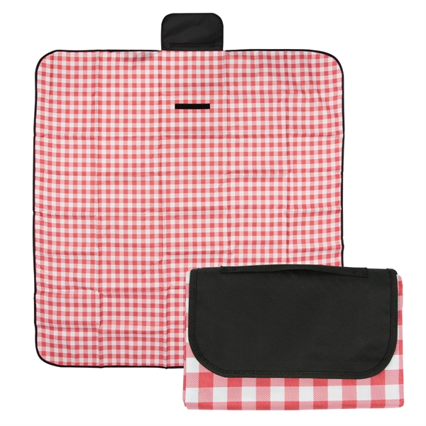 59" x 57" roll up blanket with gingham design and hook... from ASI 61125 Hit Promotional Products / Hit®