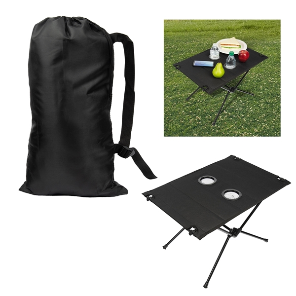 Collapsible camping table with two cupholders and carrying bag.... from ASI 61125 Hit Promotional Products / Hit®