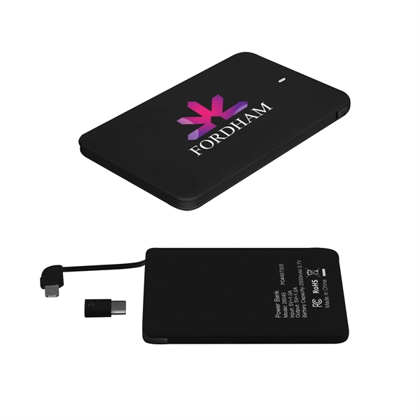 Slim 3-in-1 plastic 2500mAh powerbank in black or white.... from ASI 61125 Hit Promotional Products / Hit®