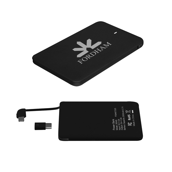 Slim 3-in-1 plastic 2500mAh powerbank in black or white.... from ASI 61125 Hit Promotional Products / Hit®