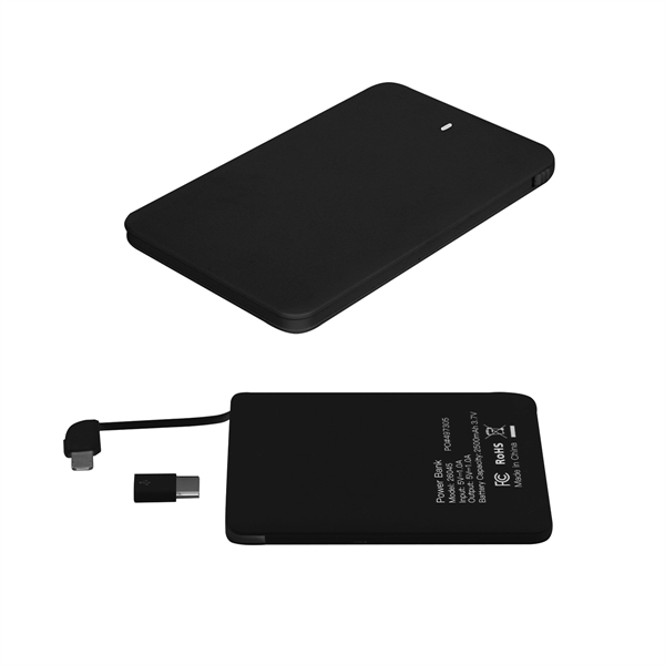 Slim 3-in-1 plastic 2500mAh powerbank in black or white.... from ASI 61125 Hit Promotional Products / Hit®