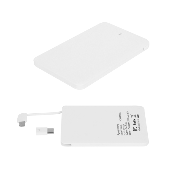 Slim 3-in-1 plastic 2500mAh powerbank in black or white.... from ASI 61125 Hit Promotional Products / Hit®