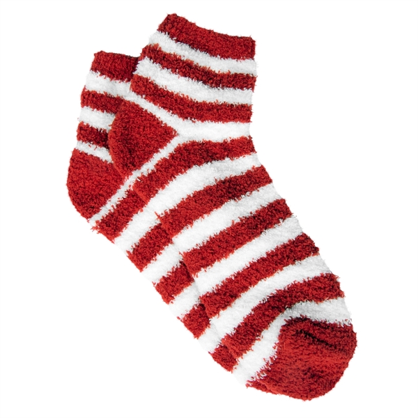 Pair of unisex 40 gram feather yarn fuzzy striped socks in... from ASI 61125 Hit Promotional Products / Hit®
