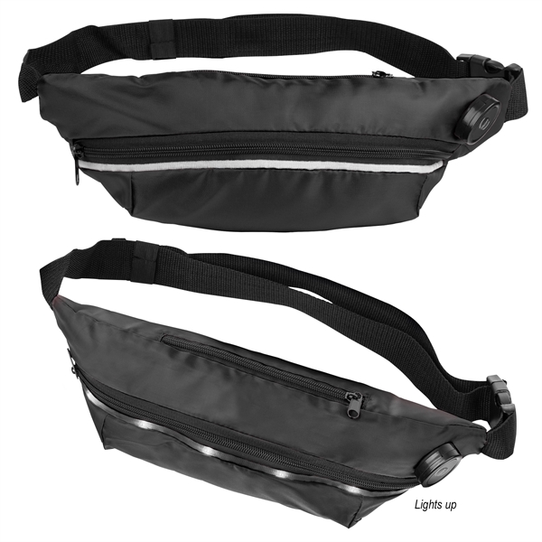 Fanny pack with battery-operated light strip, zipper closure and 60" adjustable... from ASI 61125 Hit Promotional Products / Hit®