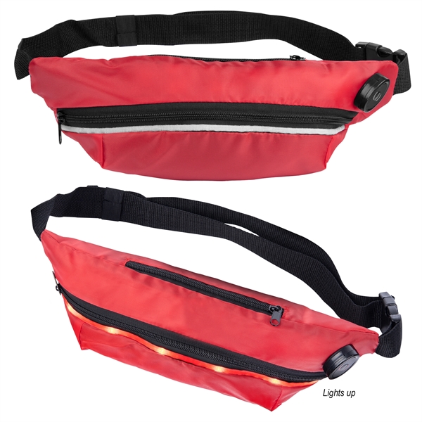 Fanny pack with battery-operated light strip, zipper closure and 60" adjustable... from ASI 61125 Hit Promotional Products / Hit®