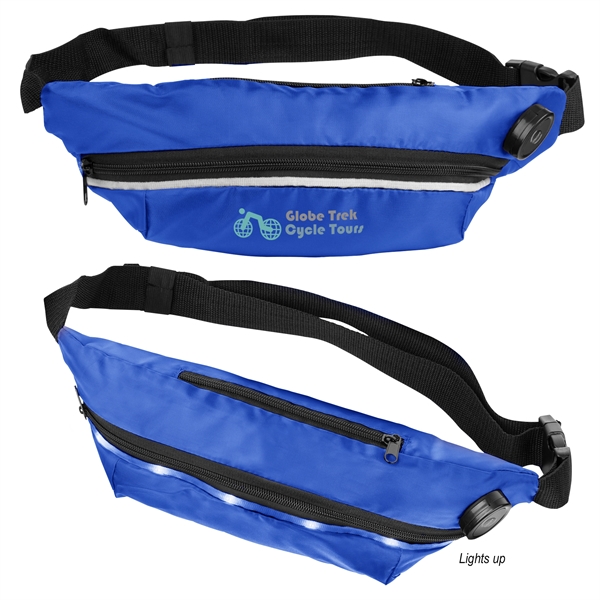 Fanny pack with battery-operated light strip, zipper closure and 60" adjustable... from ASI 61125 Hit Promotional Products / Hit®