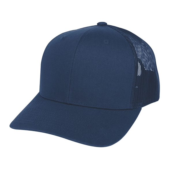 Polyester and cotton trucker cap with six-panel structured design, mesh panels... from ASI 61125 Hit Promotional Products / Hit®