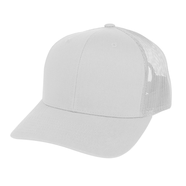 Polyester and cotton trucker cap with six-panel structured design, mesh panels... from ASI 61125 Hit Promotional Products / Hit®