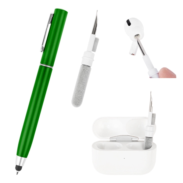 Twist action ballpoint pen with stylus, earbud cleaning tool and removable... from ASI 61125 Hit Promotional Products / Hit®