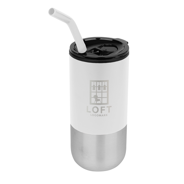 18 ounce stainless steel tumbler with snap-on, spill resistant lid and... from ASI 61125 Hit Promotional Products / Hit®