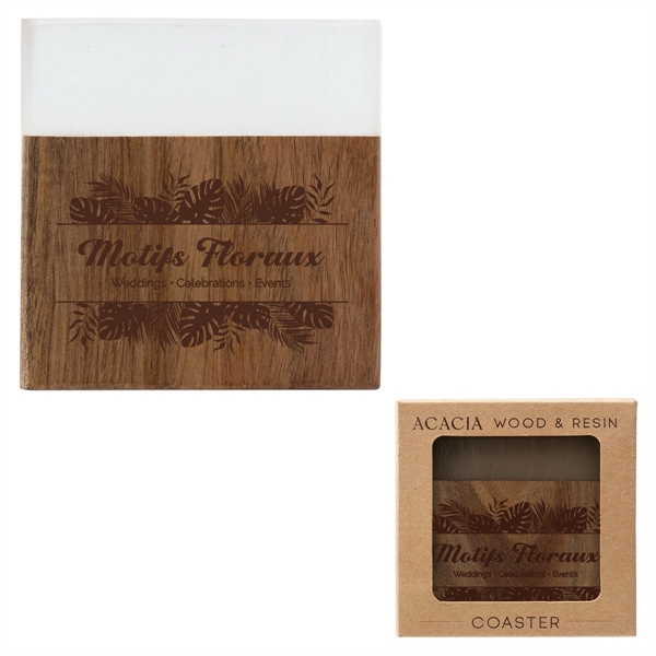 Acacia wood coaster with resin top with customization.... from ASI 62190 Illini