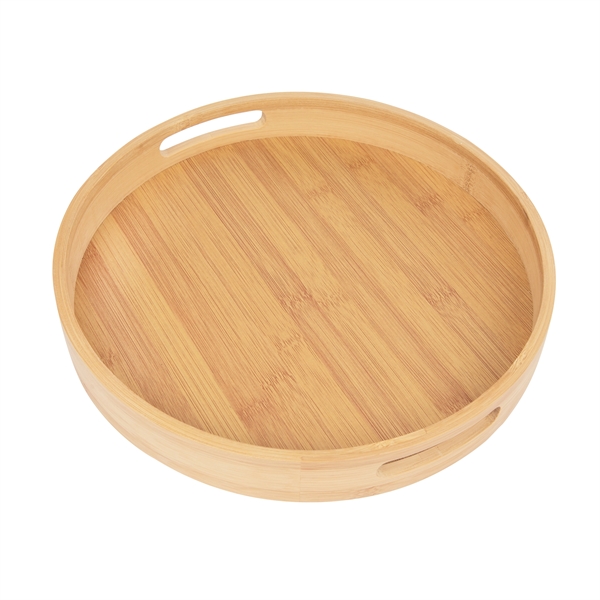 1.5" x 11.75" bamboo wood round serving tray with cutout handles.... from ASI 61125 Hit Promotional Products / Hit®