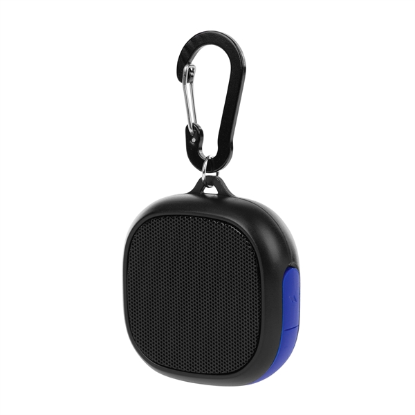 Wireless waterproof speaker with carabiner clip and 1800mAh lithium polymer battery.... from ASI 61125 Hit Promotional Products / Hit®