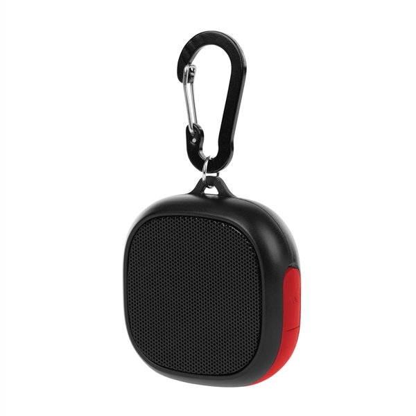 Wireless waterproof speaker with carabiner clip and 1800mAh lithium polymer battery.... from ASI 61125 Hit Promotional Products / Hit®