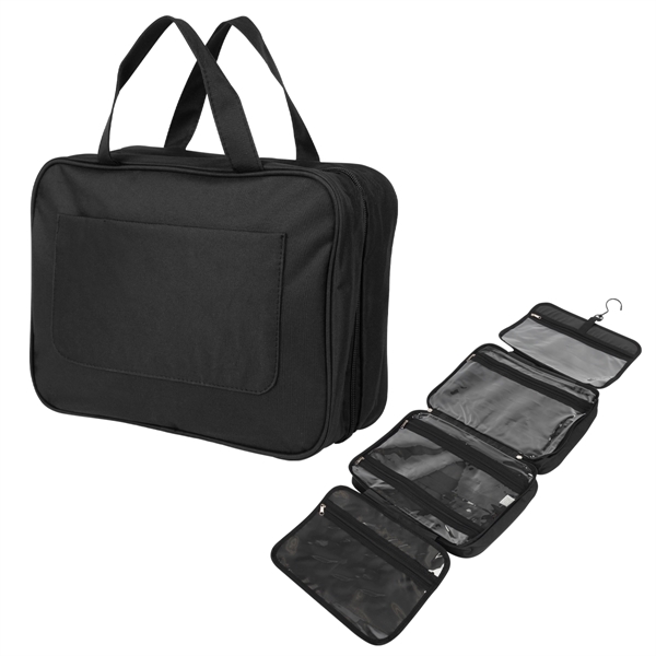 4.5" x 9" x 12.5" toiletry bag with four compartments, zippered... from ASI 61125 Hit Promotional Products / Hit®
