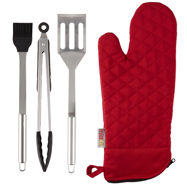 BBQ grilling tool set with silicone tongs, Stainless basting brush, Stainless... from ASI 52840 Evans Manufacturing