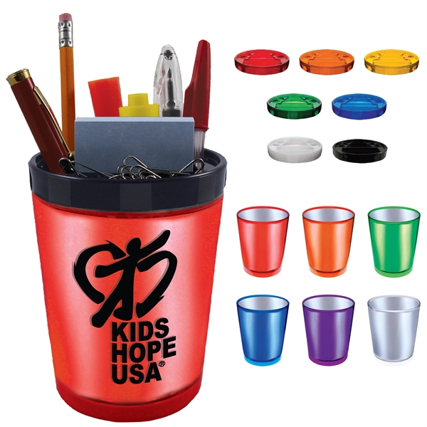 12 oz. size Desk Caddy with Foil Insert.  Holds scissors,... from ASI 61952 Howw Mfg Co Inc / Howw USA