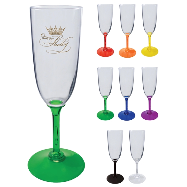 7 oz. Clear Plastic Champagne Glass, choose your color in short... from ASI 61952 Howw Mfg Co Inc / Howw USA