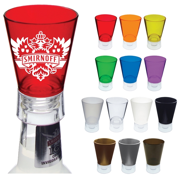 1.5 oz. Clear Plastic Bottle Top Shot Glass, fits in top... from ASI 61952 Howw Mfg Co Inc / Howw USA