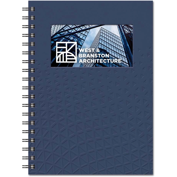 8.5" x 11" notebook with a stock die-cut window, custom full-color... from ASI 91340 Journalbooks/Timeplanner Calendars