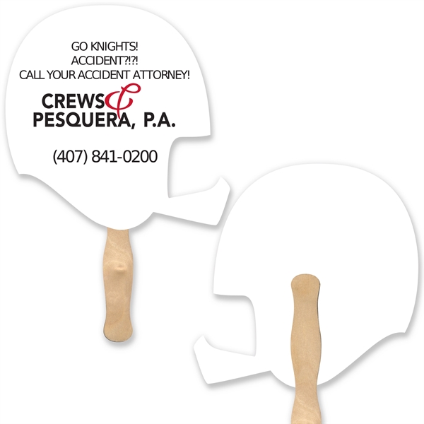 Stock shape Helmet hand fan with wood handle ( wood stick)... from ASI 93520 Ventura Inc