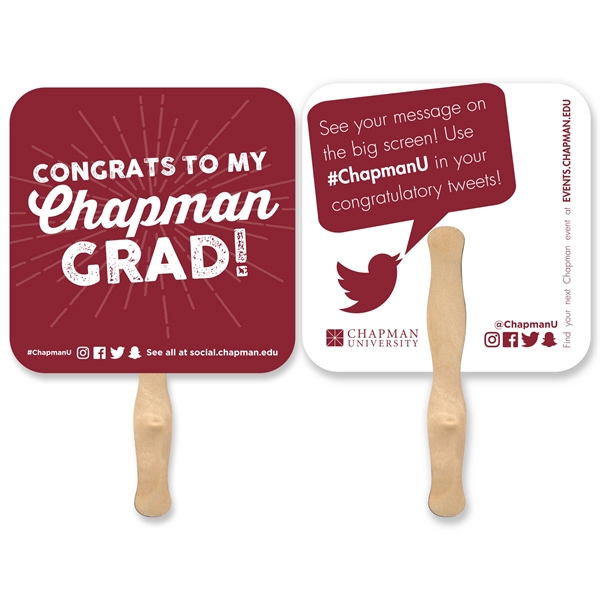 Stock shape rounded square hand fan with wood handle (wood stick)... from ASI 93520 Ventura Inc