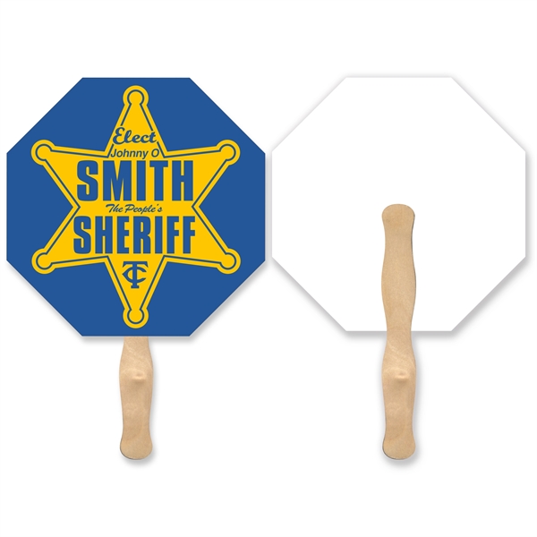 Stock shape Stop Sign hand fan with wood handle (wood stick)... from ASI 93520 Ventura Inc
