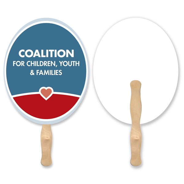 Stock shape Oval hand fan with wood handle ( wood stick)... from ASI 93520 Ventura Inc