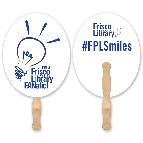 Stock shape Oval hand fan with wood handle ( wood stick)... from ASI 93520 Ventura Inc