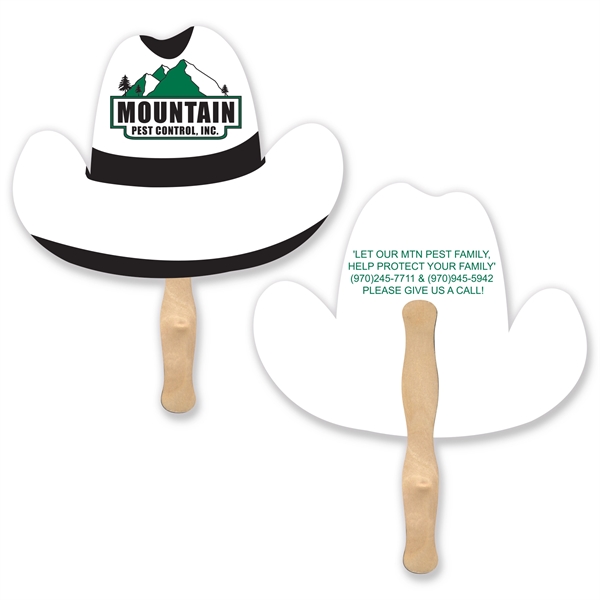 Cowboy hat shaped hand fan with wood handle ( wood stick)... from ASI 93520 Ventura Inc
