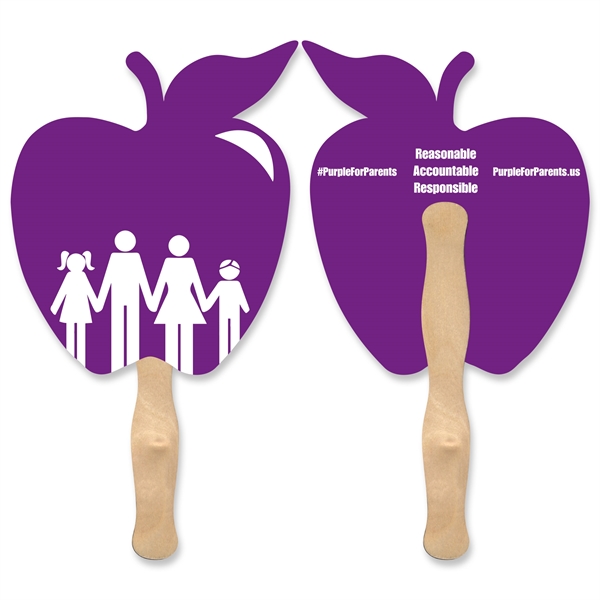 Stock shape Apple hand fan with wood handle ( wood stick)... from ASI 93520 Ventura Inc