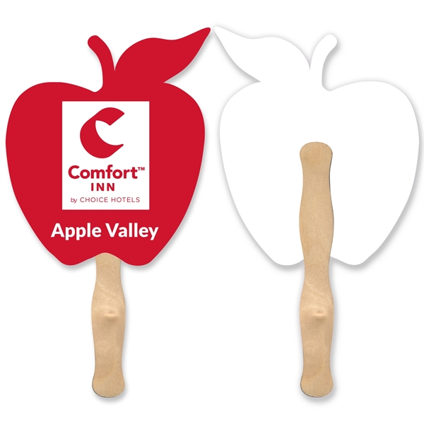 Stock shape Apple hand fan with wood handle ( wood stick)... from ASI 93520 Ventura Inc