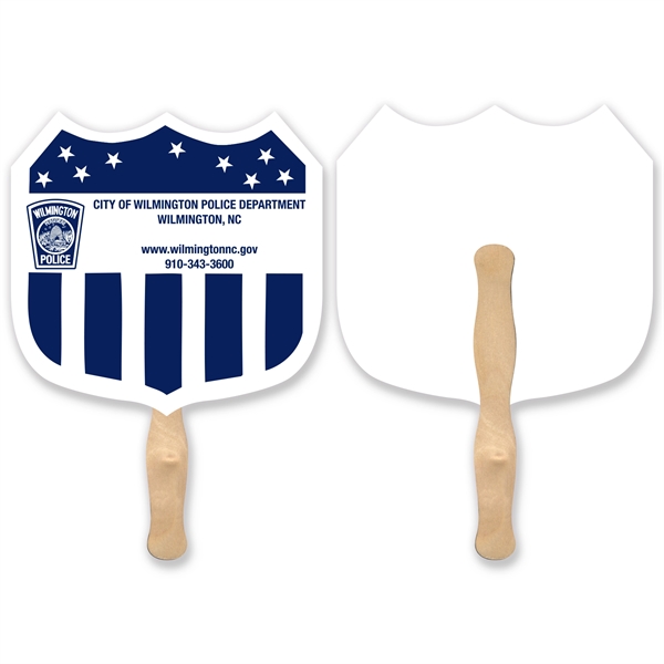 Stock shape Shield hand fan with wood handle ( wood stick)... from ASI 93520 Ventura Inc