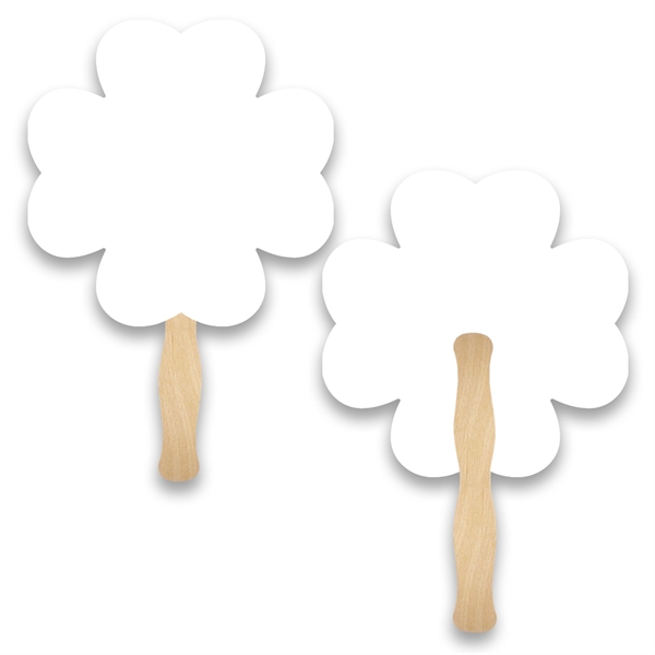 Stock shape Clover hand fan with wood handle ( wood stick)... from ASI 93520 Ventura Inc