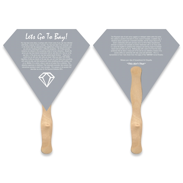 Stock shape Gem hand fan with wood handle ( wood stick)... from ASI 93520 Ventura Inc