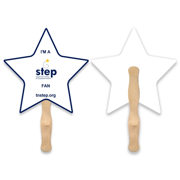 Stock shape Star hand fan with wood handle ( wood stick)... from ASI 93520 Ventura Inc