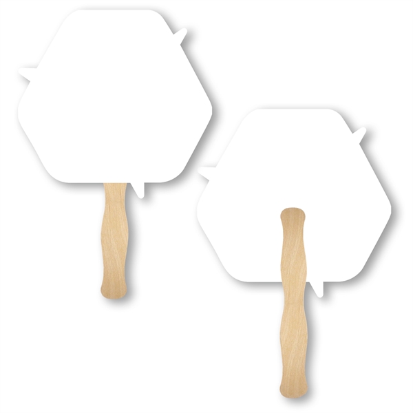 Eco symbol shaped hand fan with wood handle ( wood stick)... from ASI 93520 Ventura Inc
