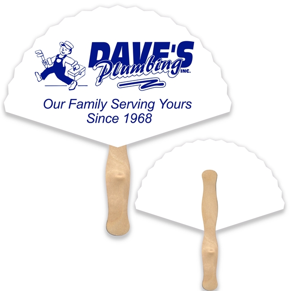 Round triangle shape fan with basswood handle.... from ASI 93520 Ventura Inc