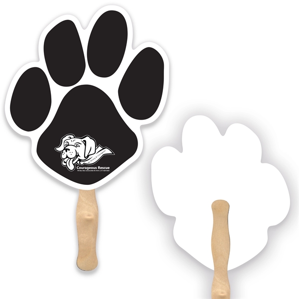 Stock shape Paw hand fan with wood handle ( wood stick)... from ASI 93520 Ventura Inc