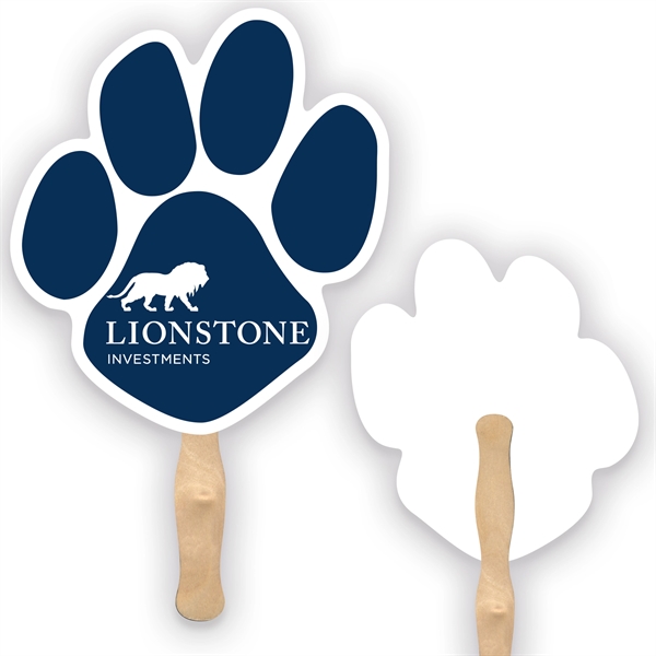 Stock shape Paw hand fan with wood handle ( wood stick)... from ASI 93520 Ventura Inc