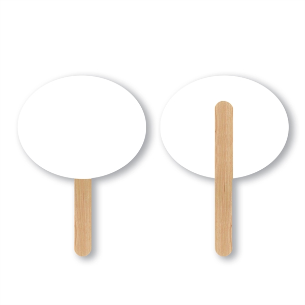 Oval mini hand fan with basswood handle attached with adhesive to... from ASI 93520 Ventura Inc
