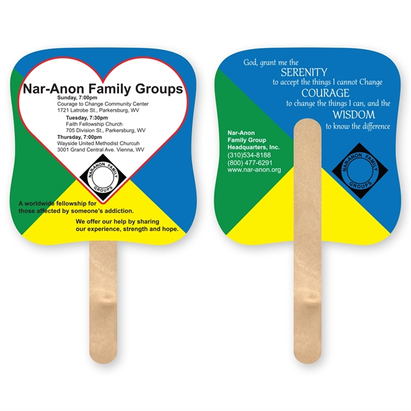 Palm mini hand fan with basswood handle attached with adhesive to... from ASI 93520 Ventura Inc