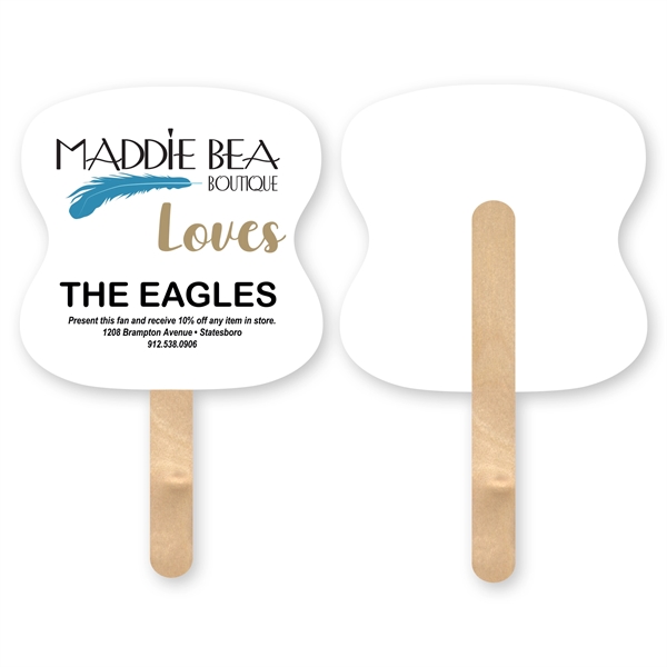 Full color digital hourglass shape mini hand fan 1 Sided Imprint.... from ASI 93520 Ventura Inc