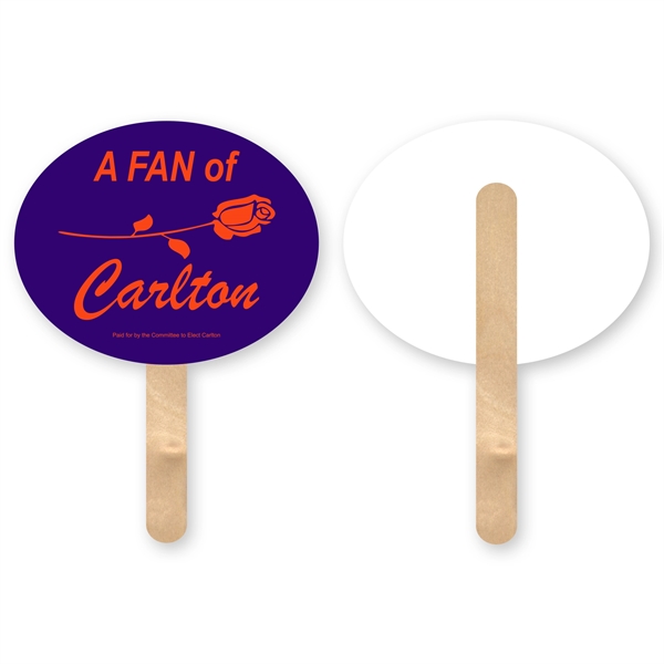 Full color digital oval shape mini hand fan 1 Sided Imprint.... from ASI 93520 Ventura Inc