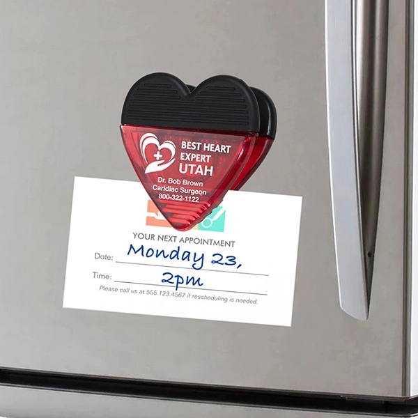 2 3/4" x 2 3/4" plastic heart-shaped magnetic memo clip with... from ASI 62660 Innovation Line